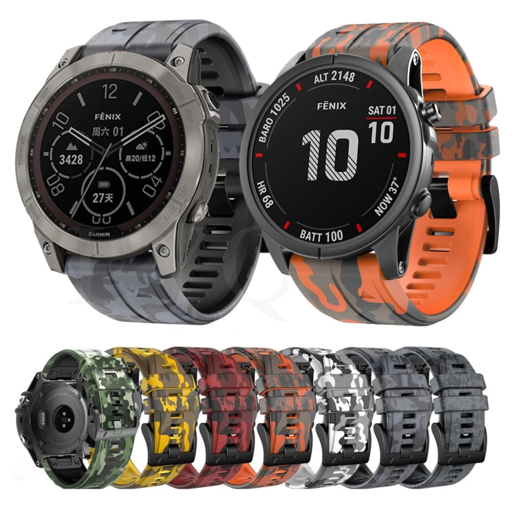 For Garmin Fenix 7X Camouflage Silicone Watch Band(White) by bashfashion