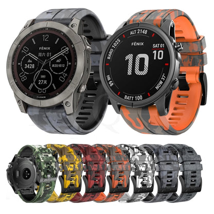 For Garmin Fenix 7X Camouflage Silicone Watch Band(White) by bashfashion