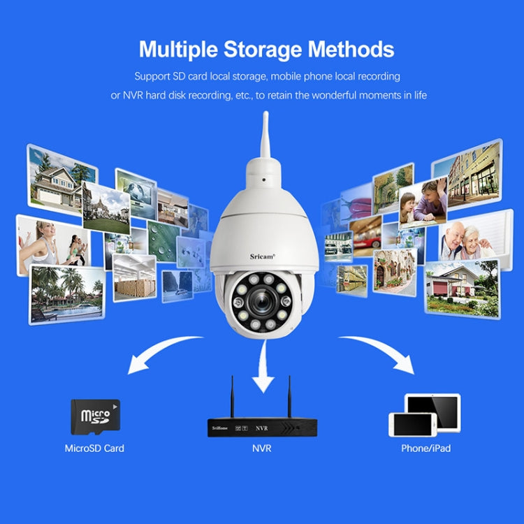 Sricam SP008C 5MP 10X Zoom IP66 Waterproof CCTV WiFi IP Camera Monitor, Plug Type:US Plug(White) by Sricam