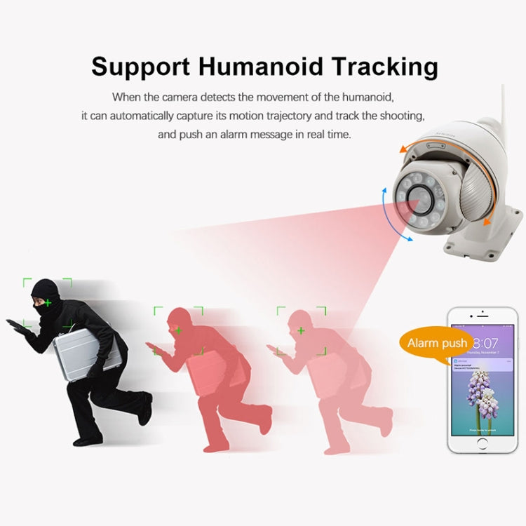 Sricam SP008C 5MP 10X Zoom IP66 Waterproof CCTV WiFi IP Camera Monitor, Plug Type:AU Plug(White) by Sricam