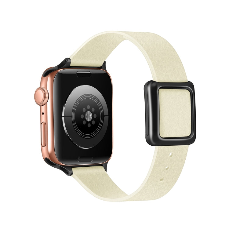 Magnetic Black Square Buckle Watch Band For Apple Watch Series 9&8&7 41mm / SE 3&SE 2&6&SE&5&4 40mm / 3&2&1 38mm(Beige) by bashfashion