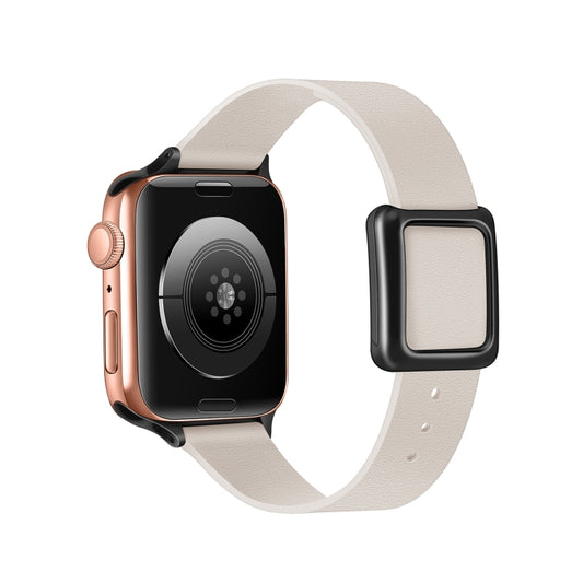 Magnetic Black Square Buckle Watch Band For Apple Watch Series 9&8&7 41mm / SE 3&SE 2&6&SE&5&4 40mm / 3&2&1 38mm(Starlight) by bashfashion