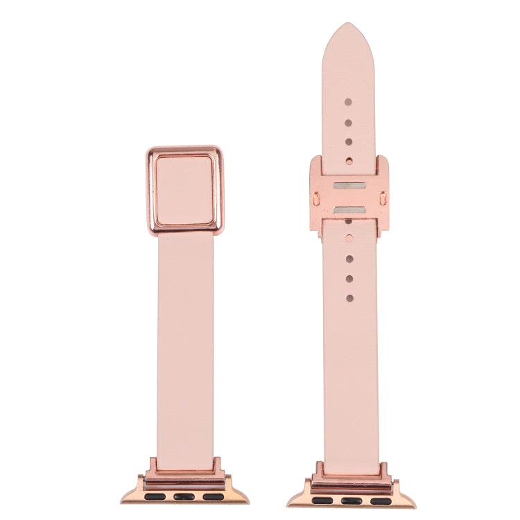 Magnetic Rose Gold Square Buckle Watch Band For Apple Watch Series 9&8&7 41mm / SE 3&SE 2&6&SE&5&4 40mm / 3&2&1 38mm(Dust-color) by bashfashion