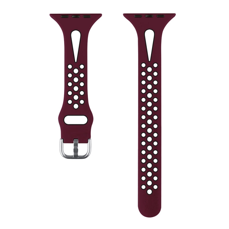 Water Drop Silicone Watch Band For Apple Watch Ultra 49mm&Watch Ultra 2 49mm / Series 9&8&7 45mm / SE 3&SE 2&6&SE&5&4 44mm / 3&2&1 42mm(Wine Red and Black) by bashfashion