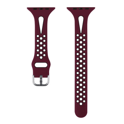 Water Drop Silicone Watch Band For Apple Watch Ultra 49mm&Watch Ultra 2 49mm / Series 9&8&7 45mm / SE 3&SE 2&6&SE&5&4 44mm / 3&2&1 42mm(Wine Red and Black) by bashfashion