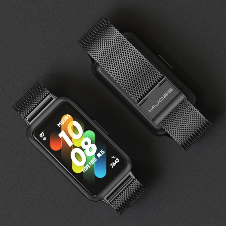 For Huawei Band 7 / 7 NFC MIJOBS Milan Buckle Stainless Steel Watch Band(Black) by bashfashion