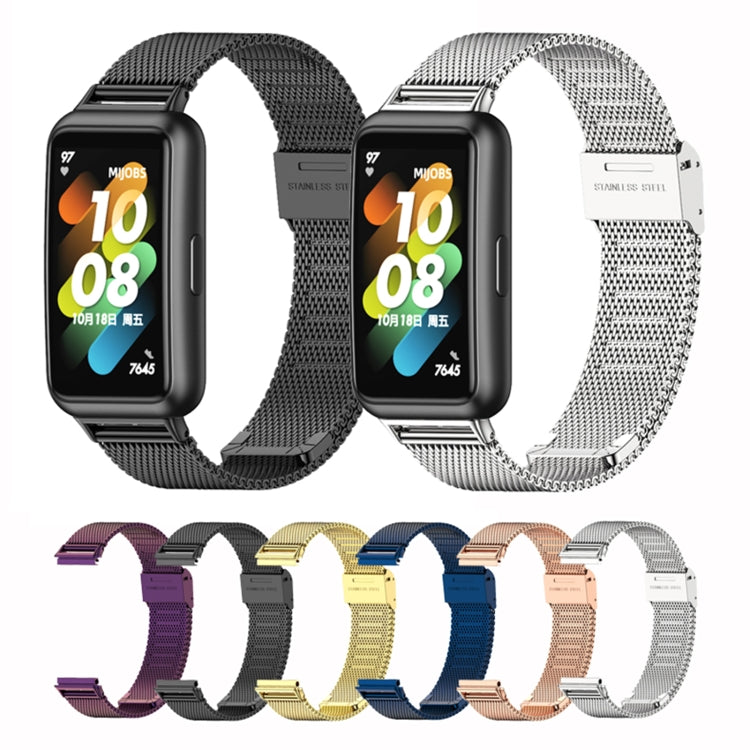 For Huawei Band 7 / 7 NFC MIJOBS Milan Buckle Stainless Steel Watch Band(Black) by bashfashion