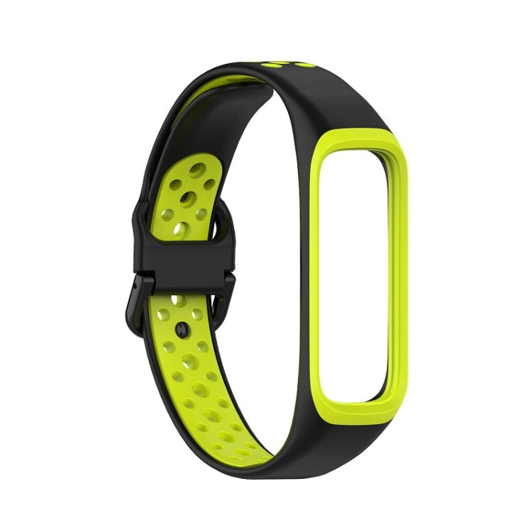 For Samsung Galaxy Fit 2 SM-R220 Two-color Silicone Watch Band(Black Green) by bashfashion