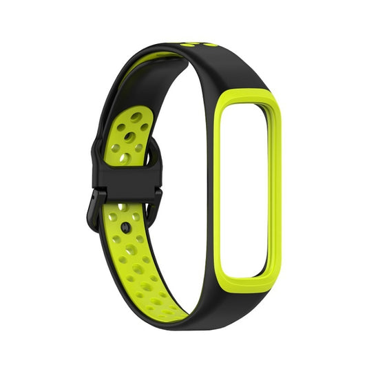 For Samsung Galaxy Fit 2 SM-R220 Two-color Silicone Watch Band(Black Green) by bashfashion