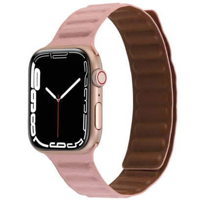 Magnetic Two-color Loop Slim Leather Watch Band For Apple Watch Series 9&8&7 41mm / SE 3&SE 2&6&SE&5&4 40mm / 3&2&1 38mm(Pink) by bashfashion