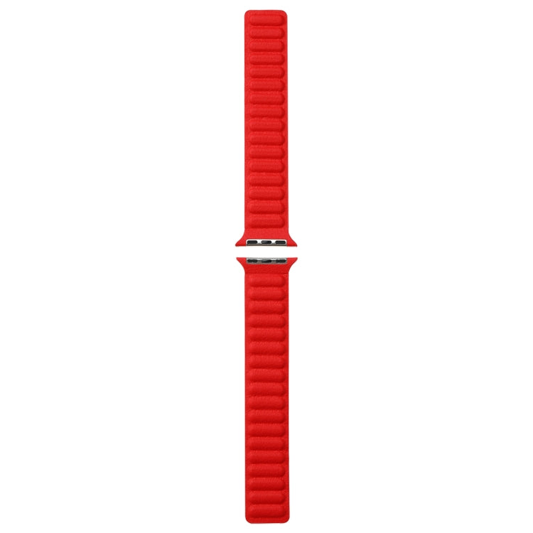 Magnetic Two-color Loop Slim Leather Watch Band For Apple Watch Series 9&8&7 41mm / SE 3&SE 2&6&SE&5&4 40mm / 3&2&1 38mm(Red) by bashfashion