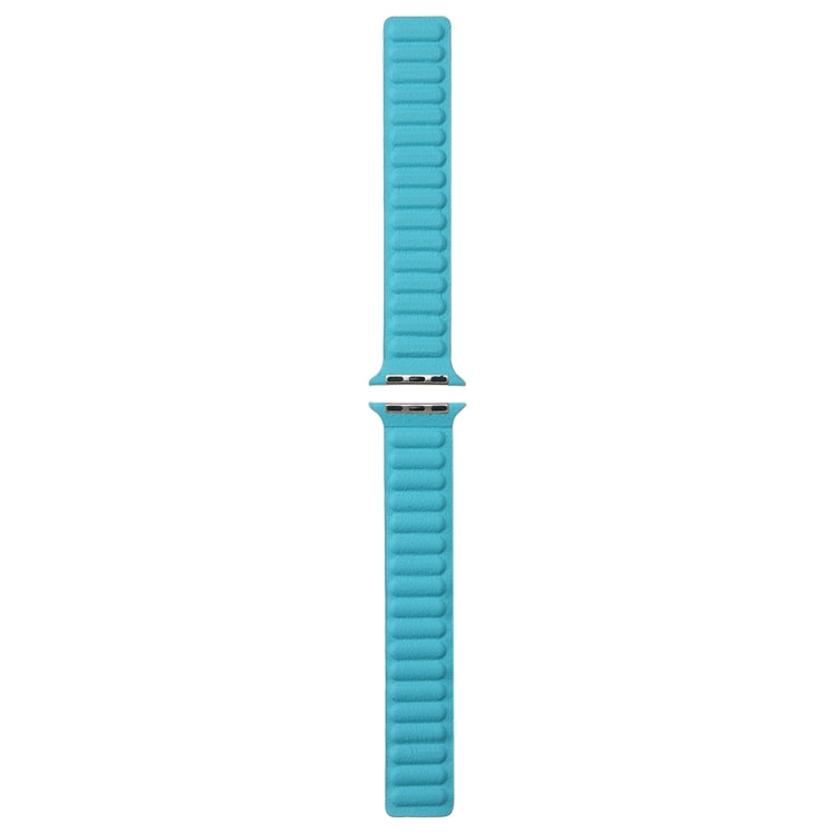 Magnetic Two-color Loop Slim Leather Watch Band For Apple Watch Series 9&8&7 41mm / SE 3&SE 2&6&SE&5&4 40mm / 3&2&1 38mm(Lake Blue) by bashfashion