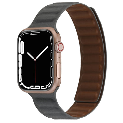 Magnetic Two-color Loop Slim Leather Watch Band For Apple Watch Series 9&8&7 41mm / SE 3&SE 2&6&SE&5&4 40mm / 3&2&1 38mm(Grey) by bashfashion