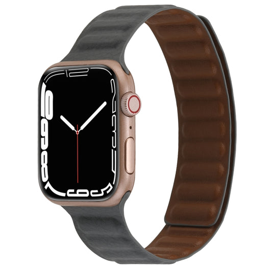 Magnetic Two-color Loop Slim Leather Watch Band For Apple Watch Series 9&8&7 41mm / SE 3&SE 2&6&SE&5&4 40mm / 3&2&1 38mm(Grey) by bashfashion