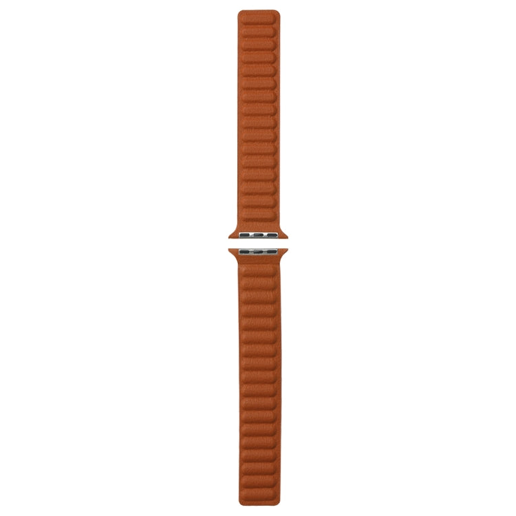Magnetic Two-color Loop Slim Leather Watch Band For Apple Watch Series 9&8&7 41mm / SE 3&SE 2&6&SE&5&4 40mm / 3&2&1 38mm(Golden Brown) by bashfashion