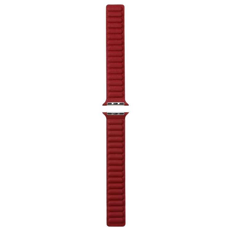 Magnetic Two-color Loop Slim Leather Watch Band For Apple Watch Series 9&8&7 41mm / SE 3&SE 2&6&SE&5&4 40mm / 3&2&1 38mm(Wine Red) by bashfashion