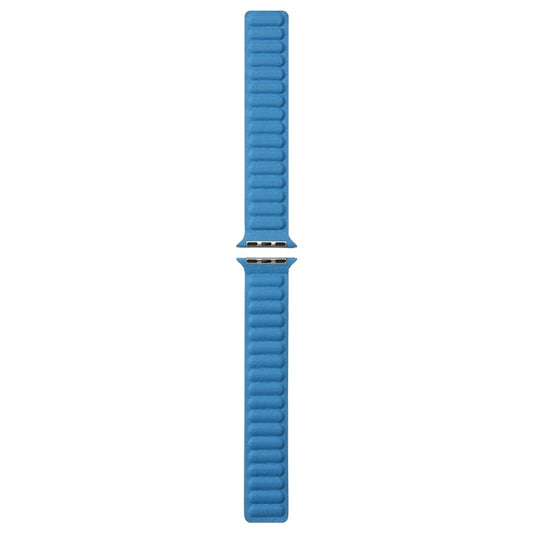 Magnetic Two-color Loop Slim Leather Watch Band For Apple Watch Series 9&8&7 41mm / SE 3&SE 2&6&SE&5&4 40mm / 3&2&1 38mm(Chrysanthemum Blue) by bashfashion
