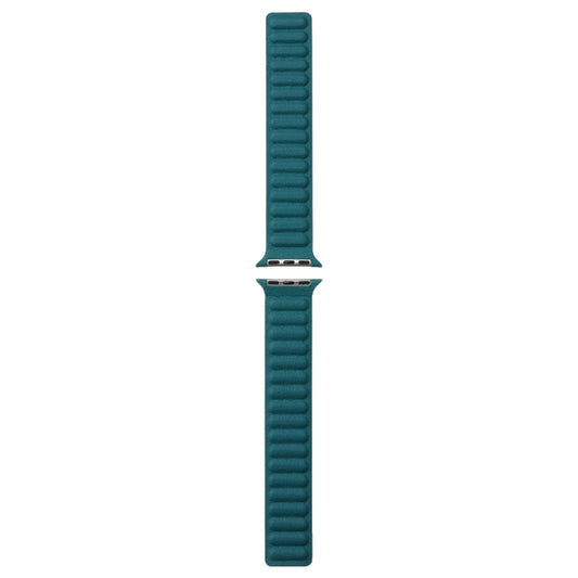Magnetic Two-color Loop Slim Leather Watch Band For Apple Watch Series 9&8&7 41mm / SE 3&SE 2&6&SE&5&4 40mm / 3&2&1 38mm(Malachite Green) by bashfashion