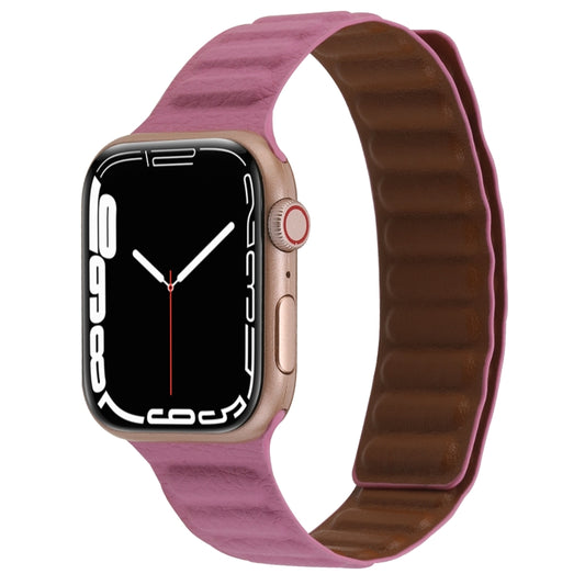 Magnetic Two-color Loop Slim Leather Watch Band For Apple Watch Series 9&8&7 41mm / SE 3&SE 2&6&SE&5&4 40mm / 3&2&1 38mm(Rose Pink) by bashfashion