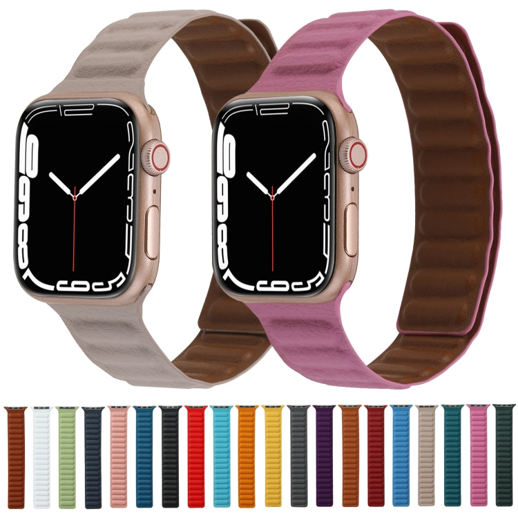 Magnetic Two-color Loop Slim Leather Watch Band For Apple Watch Series 9&8&7 41mm / SE 3&SE 2&6&SE&5&4 40mm / 3&2&1 38mm(Crimson Cherry) by bashfashion