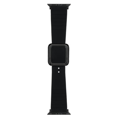 Black Square Buckle Silicone Watch Band For Apple Watch Ultra 49mm&Watch Ultra 2 49mm / Series 9&8&7 45mm / SE 3&SE 2&6&SE&5&4 44mm / 3&2&1 42mm(Black) by bashfashion