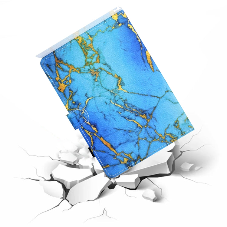 Sewing Thread Left and Right Flat Leather Case with Pen Cover & Card Slot & Buckle Anti-skid Strip and Bracket(Gold Plated Marble) by bashfashion