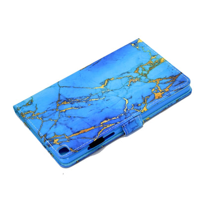 Sewing Thread Left and Right Flat Leather Case with Pen Cover & Card Slot & Buckle Anti-skid Strip and Bracket(Gold Plated Marble) by bashfashion