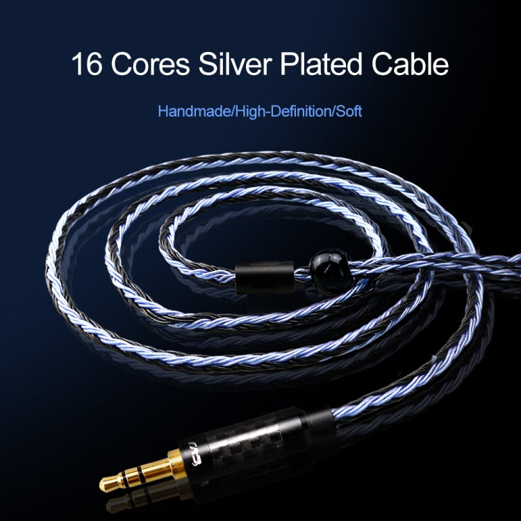 CVJ V3 1.2m 16 Cores Silver-plated 3.5mm Earphone Cable, Style:0.78mm(Silver-Blue) by CVJ