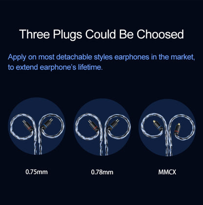 CVJ V3 1.2m 16 Cores Silver-plated 3.5mm Earphone Cable, Style:0.78mm(Silver-Blue) by CVJ