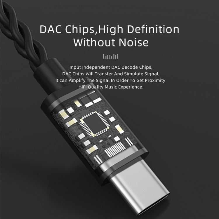CVJ V6.TC 1.25m Type-C Digital Decoding Oxygen-free Copper Earphone Cable, Style:0.78mm(Black) by CVJ