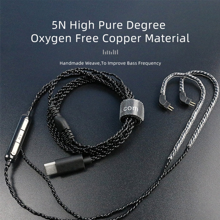 CVJ V6.TC 1.25m Type-C Digital Decoding Oxygen-free Copper Earphone Cable, Style:0.78mm(Black) by CVJ