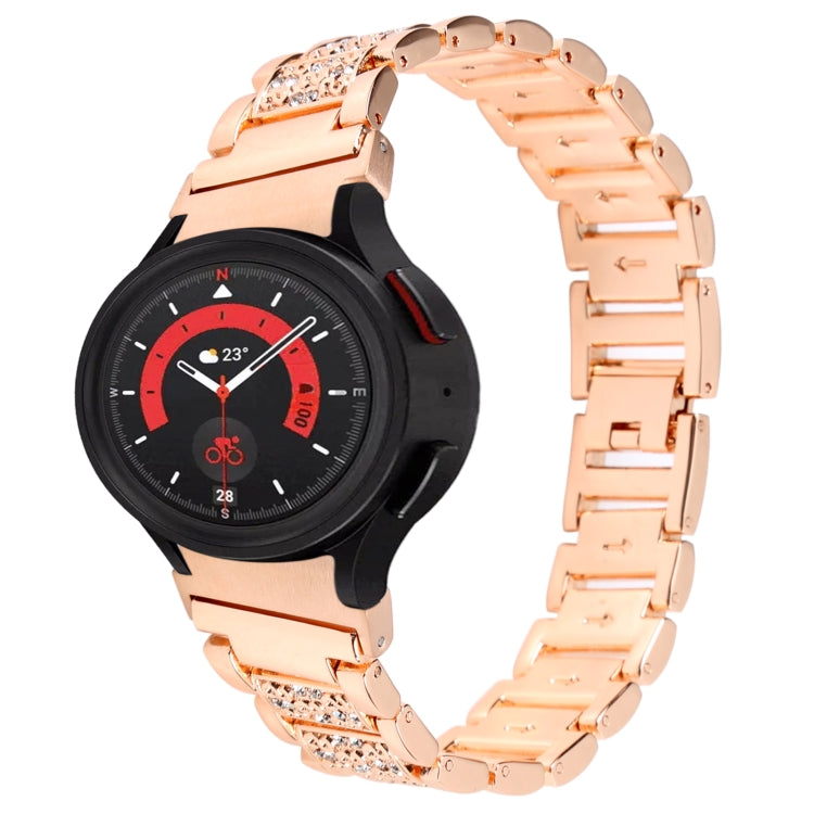 For Samsung Galaxy Watch5 40mm / 44mm Full Diamond Metal Watch Band(Rose Gold) by bashfashion