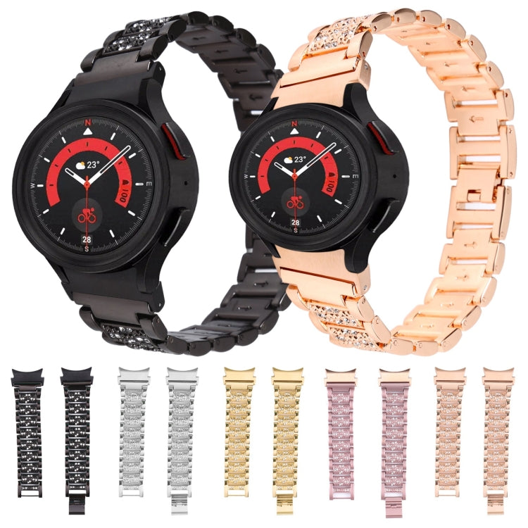 For Samsung Galaxy Watch5 40mm / 44mm Full Diamond Metal Watch Band(Rose Gold) by bashfashion