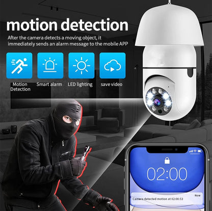 A6 2MP HD Light Bulb WiFi Camera Support Motion Detection/Two-way Audio/Night Vision/TF Card With 8G Memory Card by bashfashion