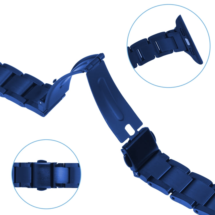 Three Beads Metal Watch Band For Apple Watch Series 9&8&7 41mm / SE 3&SE 2&6&SE&5&4 40mm / 3&2&1 38mm(Blue) by bashfashion