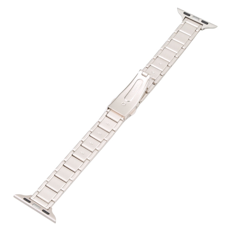 Three Beads Metal Watch Band For Apple Watch Series 9&8&7 41mm / SE 3&SE 2&6&SE&5&4 40mm / 3&2&1 38mm(Starlight) by bashfashion