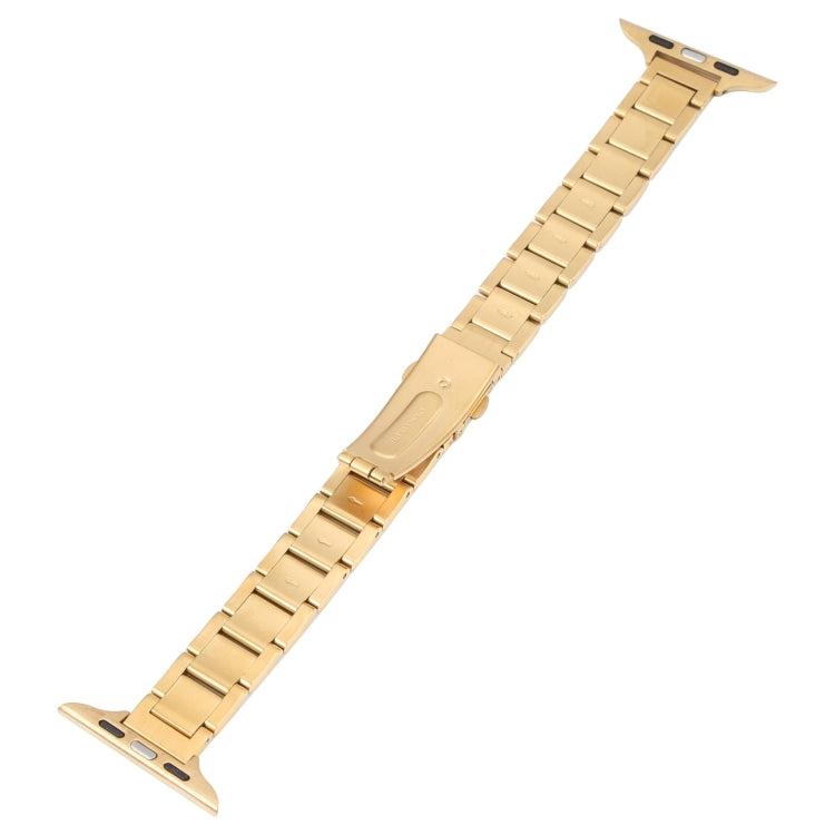 Three Beads Metal Watch Band For Apple Watch Series 9&8&7 41mm / SE 3&SE 2&6&SE&5&4 40mm / 3&2&1 38mm(Gold) by bashfashion