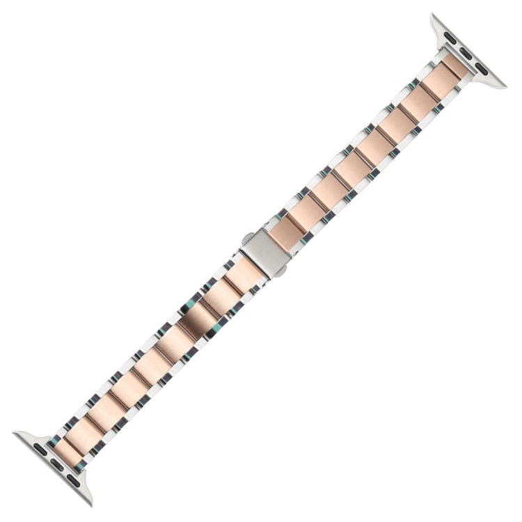 Three Beads Metal Watch Band For Apple Watch Series 9&8&7 41mm / SE 3&SE 2&6&SE&5&4 40mm / 3&2&1 38mm(Silver and Rose Gold) by bashfashion