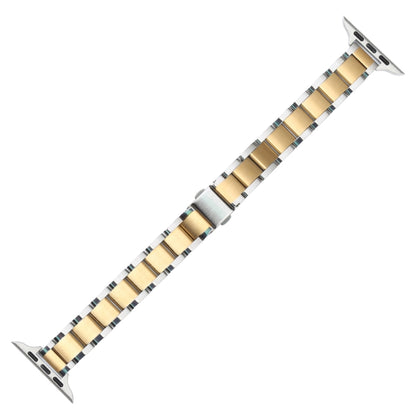 Three Beads Metal Watch Band For Apple Watch Series 9&8&7 41mm / SE 3&SE 2&6&SE&5&4 40mm / 3&2&1 38mm(Silver and Gold) by bashfashion