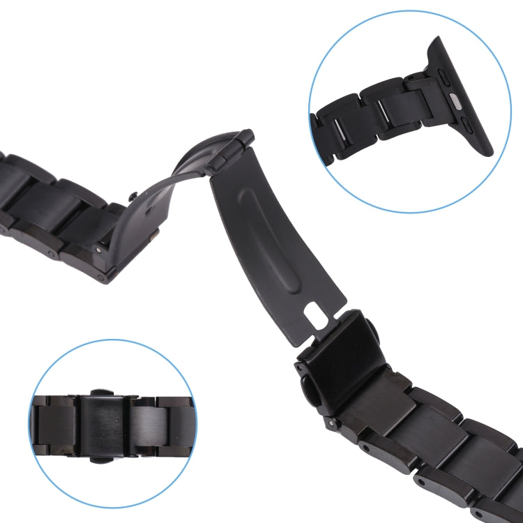 Three Beads Metal Watch Band For Apple Watch Series 9&8&7 41mm / SE 3&SE 2&6&SE&5&4 40mm / 3&2&1 38mm(Black) by bashfashion