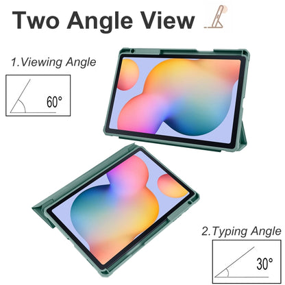 For Samsung Galaxy Tab S6 Lite 2020/2022 Acrylic 3-folding Smart Leather Tablet Case(Dark Green) by bashfashion