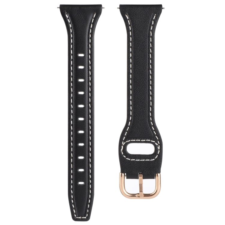 For Samsung Galaxy Watch3 / Huawei Watch GT3 Pro 22mm Reverse Buckle Genuine Leather Watch Band(Black+Rose Gold) by bashfashion