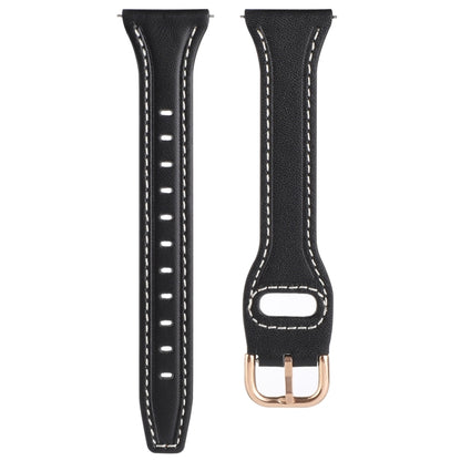 For Samsung Galaxy Watch3 / Huawei Watch GT3 Pro 22mm Reverse Buckle Genuine Leather Watch Band(Black+Rose Gold) by bashfashion