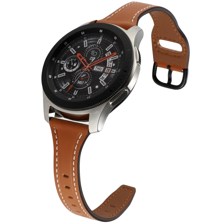 For Samsung Galaxy Watch3 / Huawei Watch GT3 Pro 22mm Reverse Buckle Genuine Leather Watch Band(Brown+Black) by bashfashion