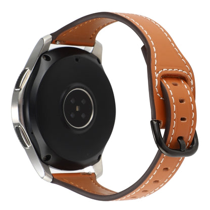 For Samsung Galaxy Watch3 / Huawei Watch GT3 Pro 22mm Reverse Buckle Genuine Leather Watch Band(Brown+Black) by bashfashion