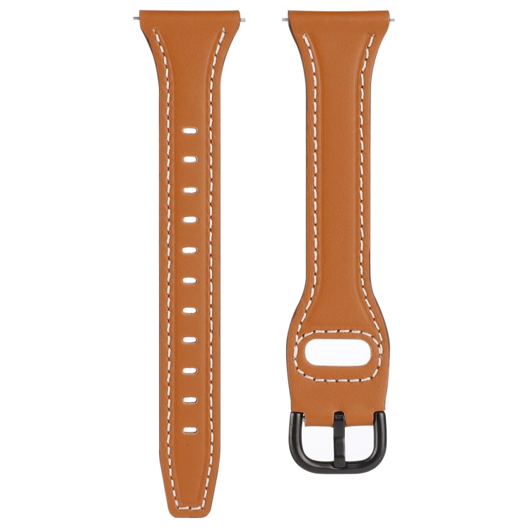For Samsung Galaxy Watch3 / Huawei Watch GT3 Pro 22mm Reverse Buckle Genuine Leather Watch Band(Brown+Black) by bashfashion