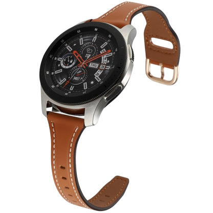 For Samsung Galaxy Watch3 / Huawei Watch GT3 Pro 22mm Reverse Buckle Genuine Leather Watch Band(Brown+Rose Gold) by bashfashion