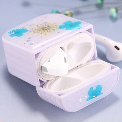 For AirPods 1 / 2 Beautiful Ladies Flowers Pattern Wireless Earphone Protective Case(Blue) by bashfashion