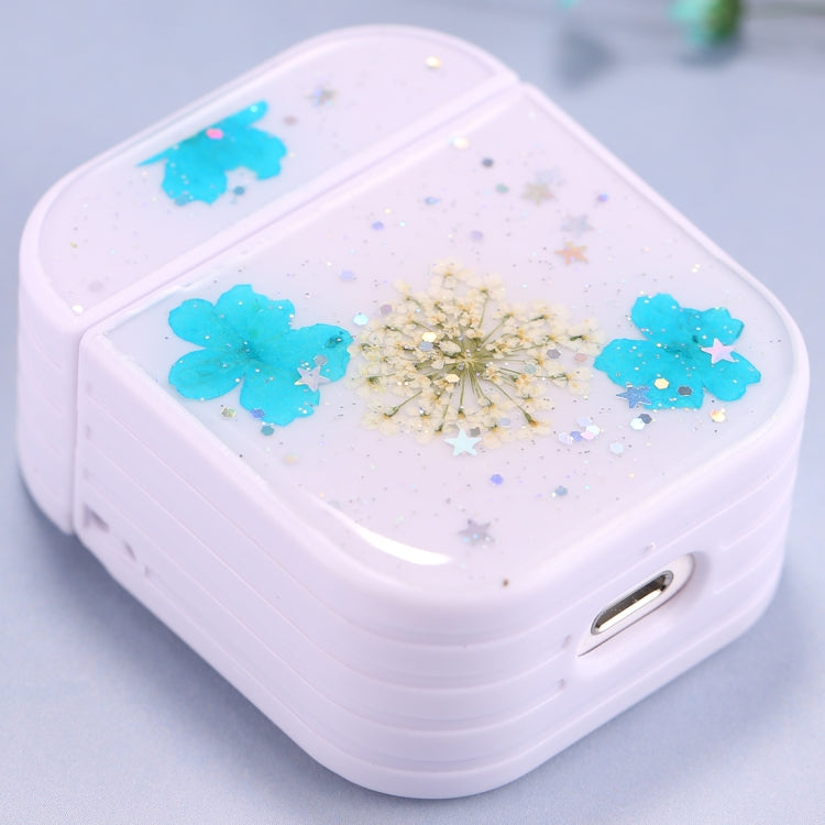 For AirPods 1 / 2 Beautiful Ladies Flowers Pattern Wireless Earphone Protective Case(Blue) by bashfashion