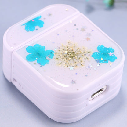 For AirPods 1 / 2 Beautiful Ladies Flowers Pattern Wireless Earphone Protective Case(Blue) by bashfashion